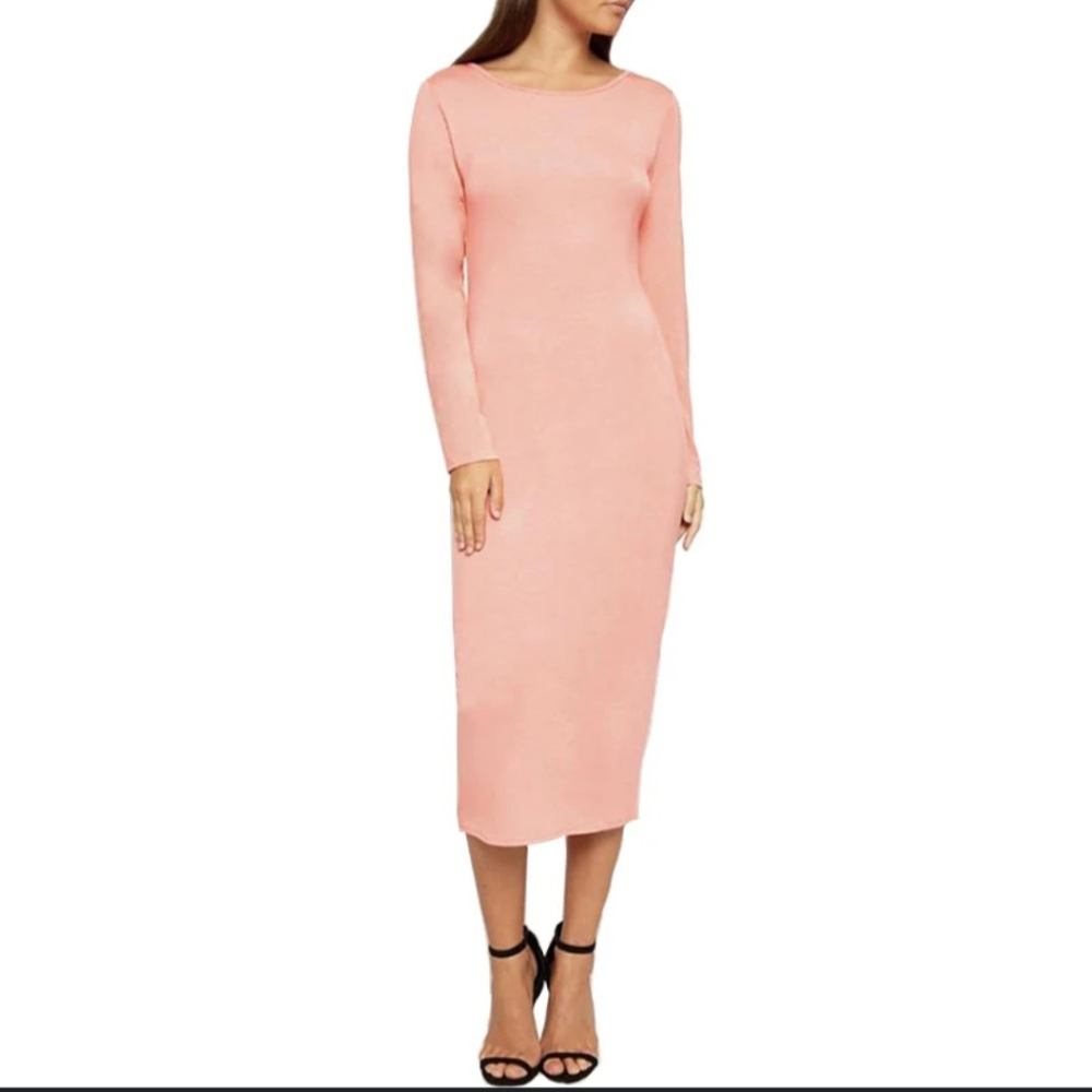JLUXLABEL WOMEN'S PEACH BODYCON MAXI DRESS SIZE MEDIUM